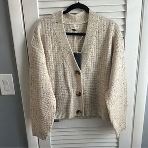 Madewell Universal Thread button up cream sweater NWT Large